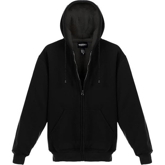 The Unbranded Brand Other - Men's Black Soft Heavyweight Sherpa Lined Fleece Hoodie Jacket (Medium)